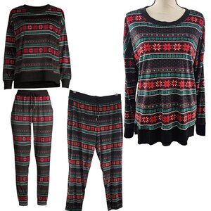 Secret Treasures 2 PC Christmas Velour Lounge Holiday Joggers Set – Size Large